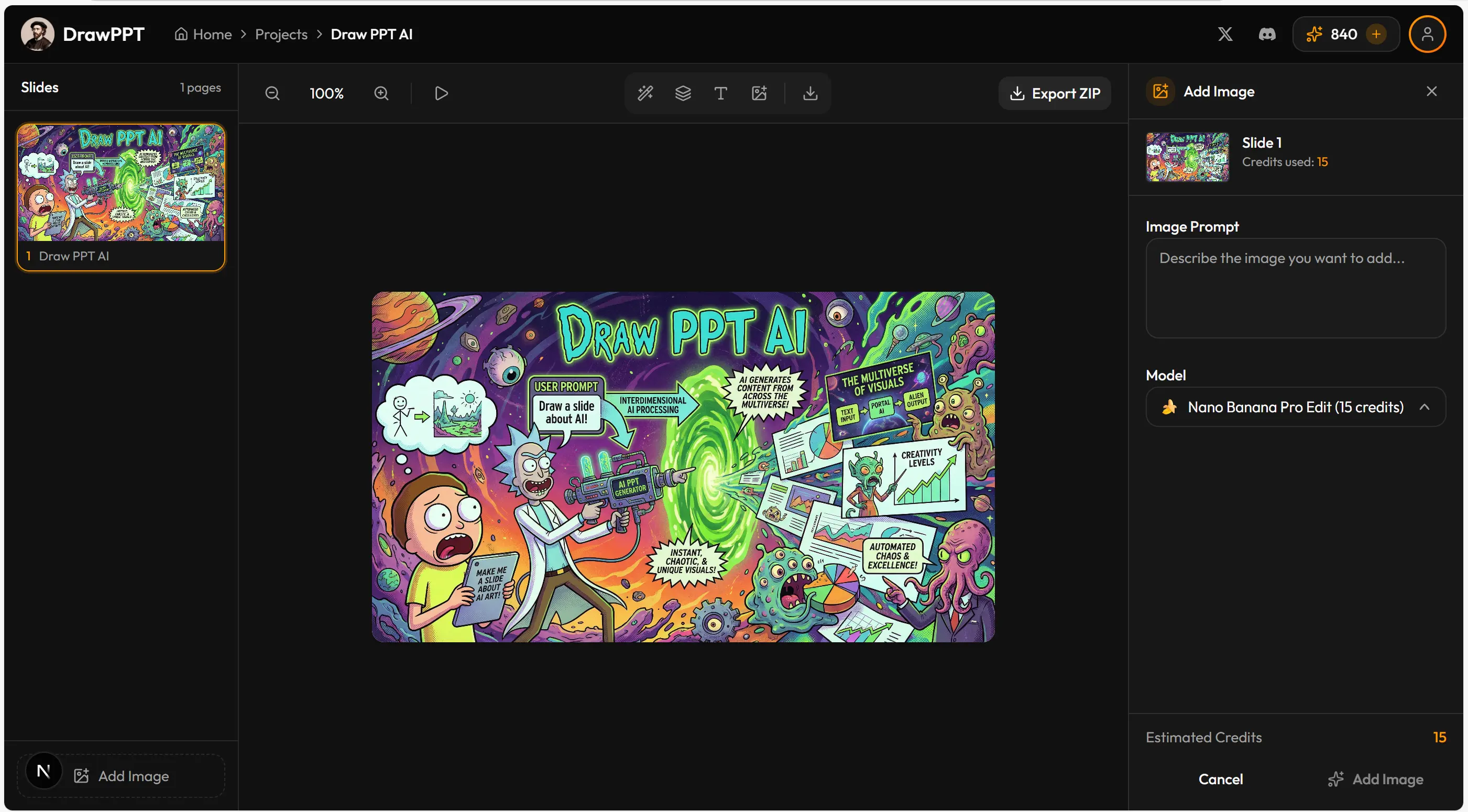 DrawPPT AI add image feature